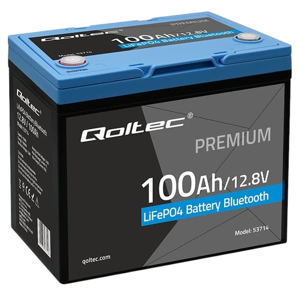 Qoltec LiFePO4 Lithium-jernfosfatbatteri 12,8V 100Ah 1280Wh BMS Bluetooth