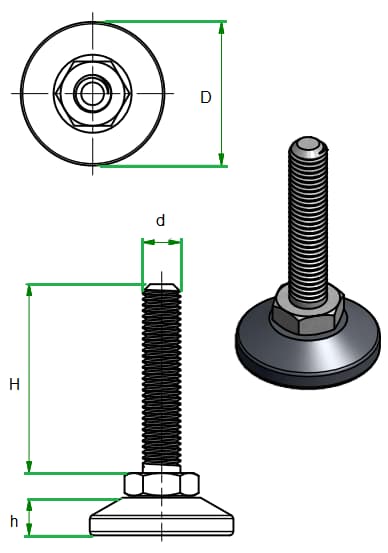 Møbelfod M10Ø38/30 drejebase 20 stk.