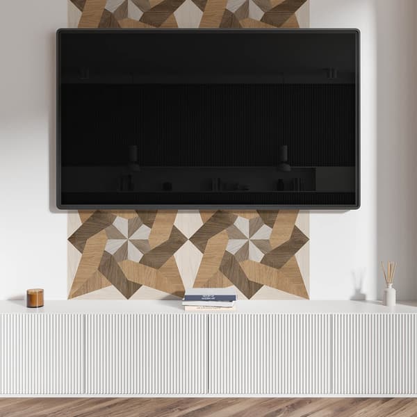 Selvklæbende vinyltrykt panel 120x60 cm polygonal træmosaik