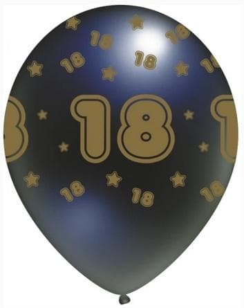 Ballon 18 sort og guld 5 stk