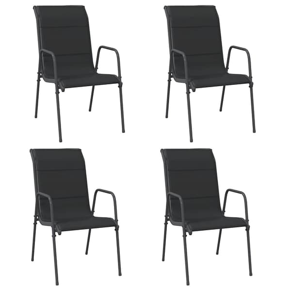 vidaXL havestole, sæt med 4, stål og textilene, sort