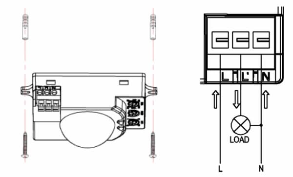 Mikrovågsrörelsesensor Radarsensor 360° IP20 LED 1200W Ytmonterad
