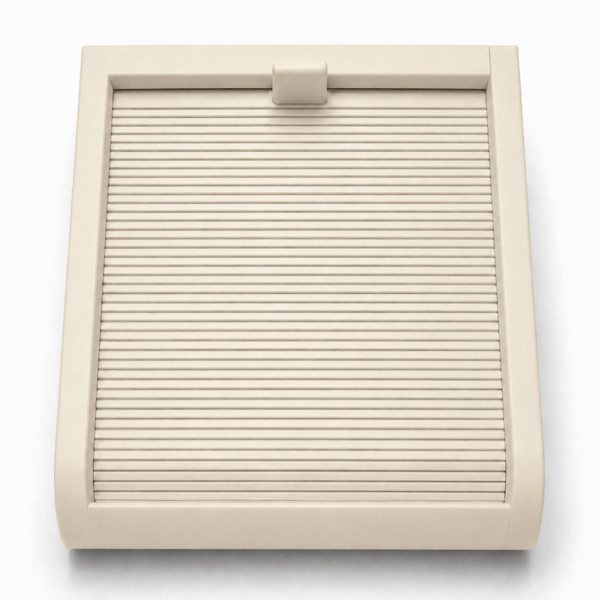 Liten beige ask med skjutbart lock