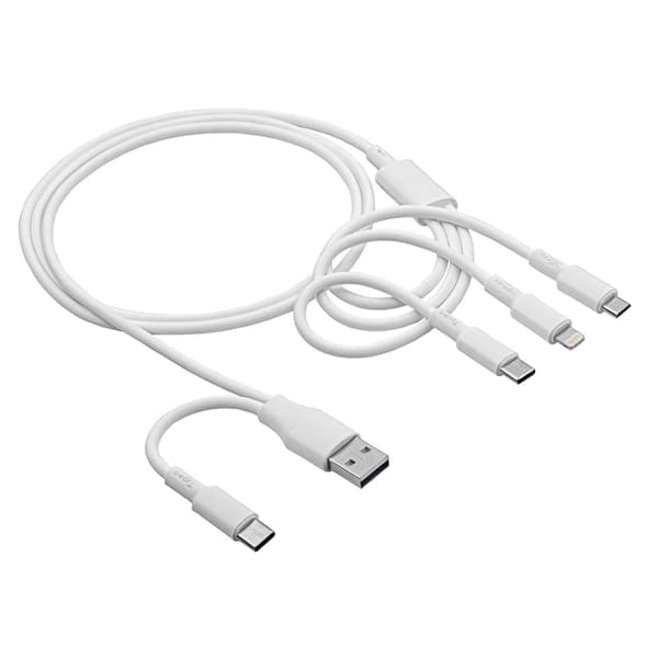 USB A + USB tyyppi C / USB tyyppi C + USB Micro B + Lightning-kaapeli 1,2 m AK-USB-52