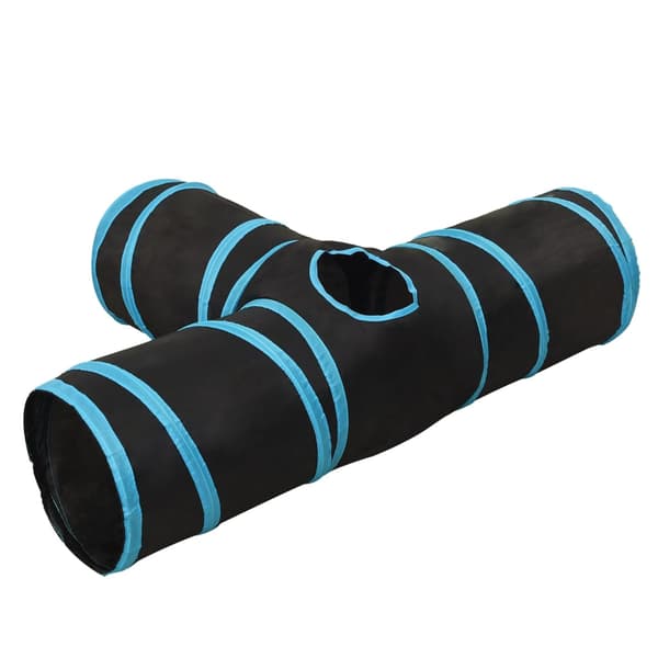 vidaXL tresidet kattetunnel sort og blå 90 cm polyester