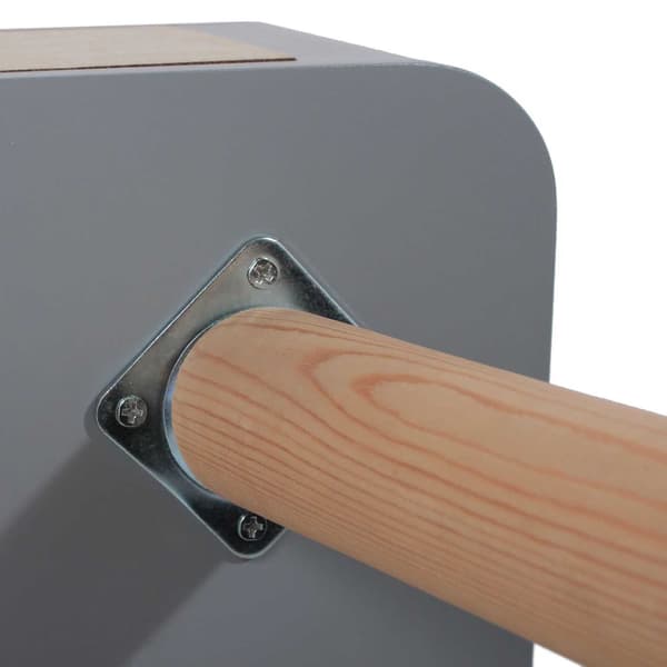Eve sengebord med læderhandle, grå