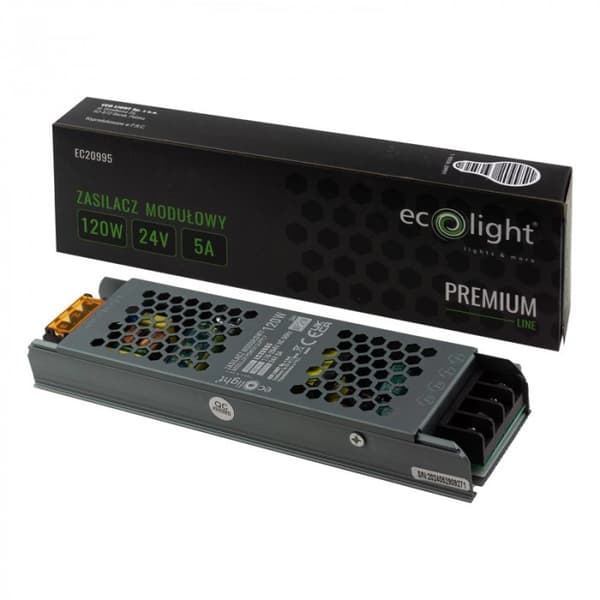 LED-strömförsörjning modulär transformator Slim PREMIUM 120W 24V 5A Ecolight
