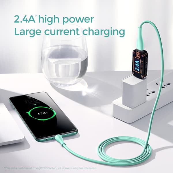 USB-A - microUSB 3A kabel opladningsindikator 2m grøn