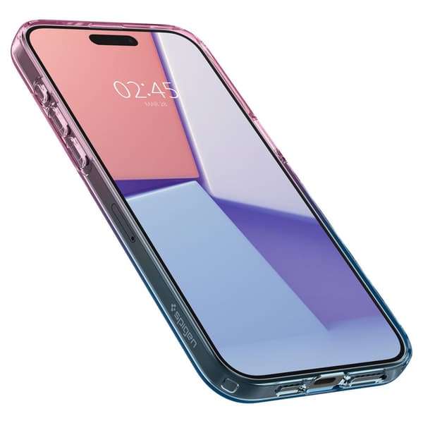 iPhone 15 Pro flydende krystal cover - lyserød og blå