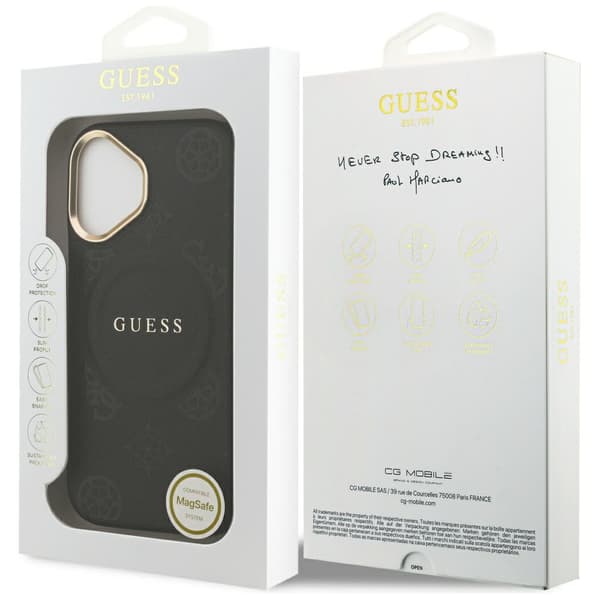 Guess Peony Hot Stamp MagSafe-etui til iPhone 17, sort