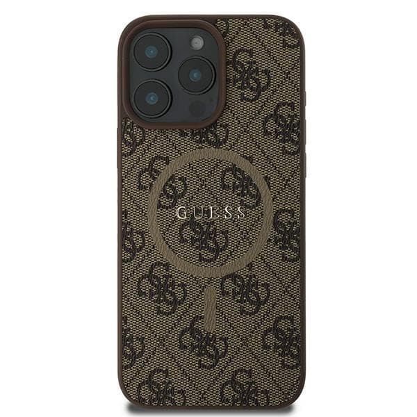 Guess 4G Ring Classic Logo MagSafe-etui til iPhone 16 Pro, brun