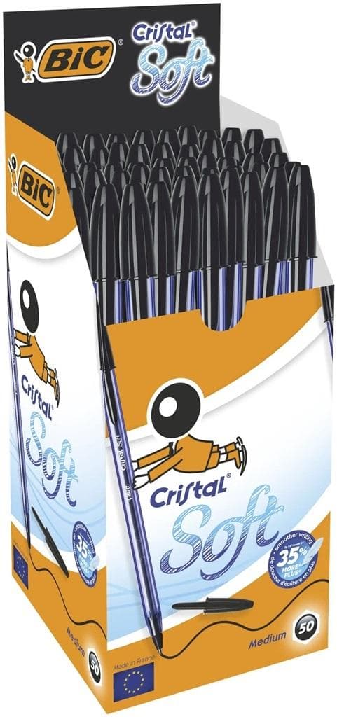 Cristal Soft kuglepen sort (50 stk.) BIC