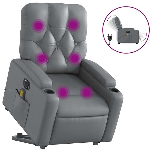 vidaXL Elektrisk vilfåtölj med massage, grå