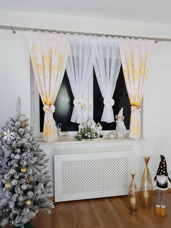 Julegardinsæt med draperier 400x155 cm