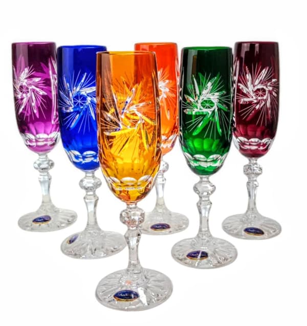 Färgglada kristallchampagneglas 170ml Olive Grinder