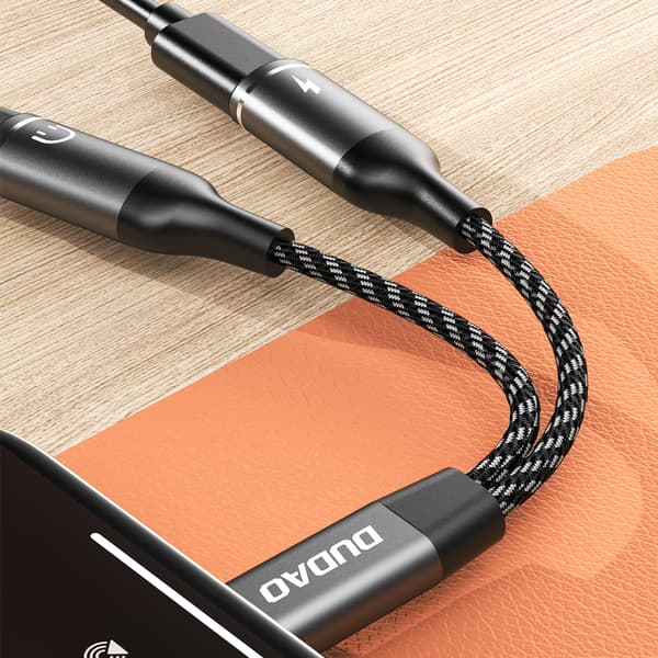 2in1 USB-C -jakoadapteri virralle ja kuulokkeille - harmaa