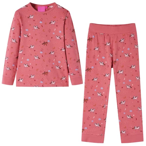 Børne pyjamas med lange ærmer, lyserød, 128