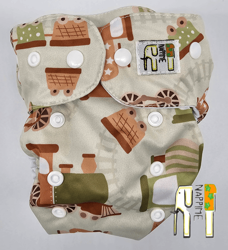 NappiMe Mini Pocket Coolmax Green Trains Vaskbare Bleer