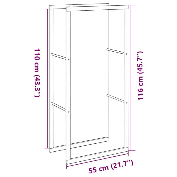 vidaXL brænderist sort 55x30x116 cm stål