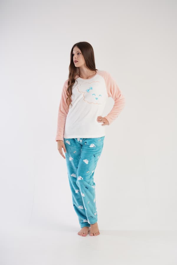 Dam vinterplyschpyjamas M 38 varm tjock