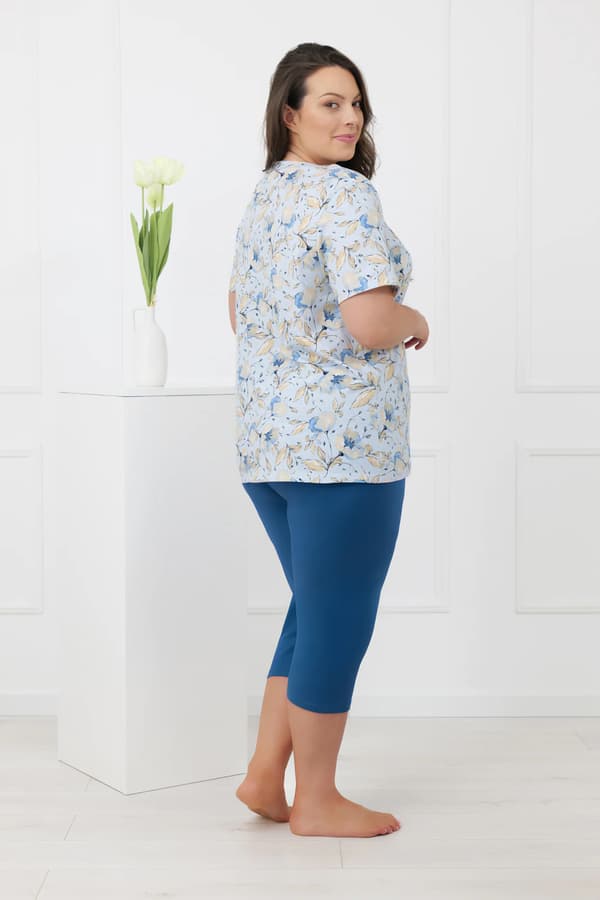 Dampyjamas med korta ärmar, 3/4-byxor Samoa M