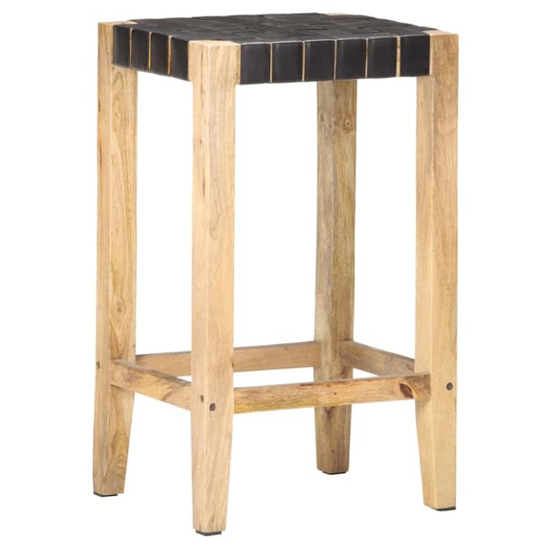vidaXL Barstole, sæt med 2, sort, ægte læder, 75 cm