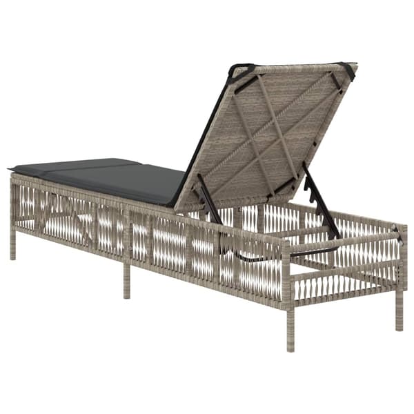 vidaXL liggestol med hynde, lysegrå, polyrattan