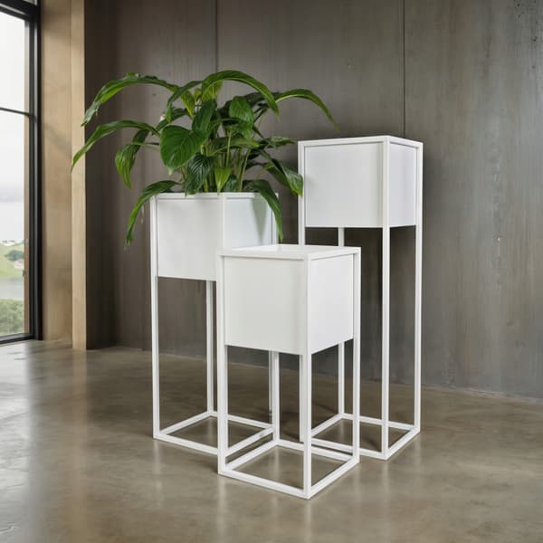 Blomkruksskydd Metall Vit Loft Monaco S 28x28x60