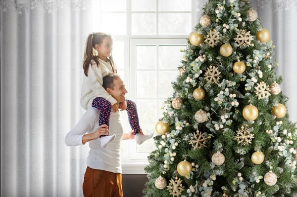 Julegardin 140x250 cm hvide stjerner