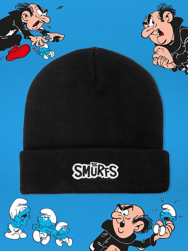 Wraparound vinterhue Sorte Smølfer Gargamel figur uni