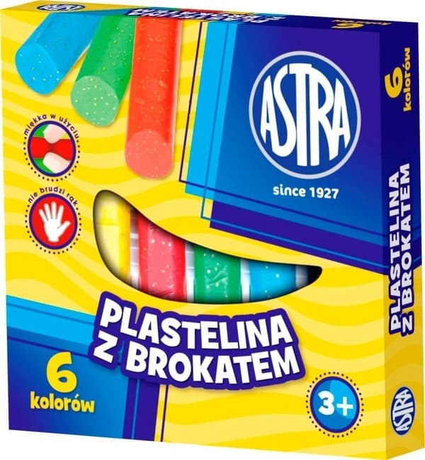 Modellervoks med glimmer 6 farver ASTRA