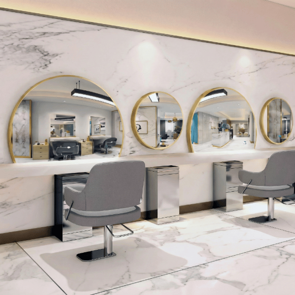 Frisørkonsol, barberkonsol, spejl, 90x80 LED STD Guld