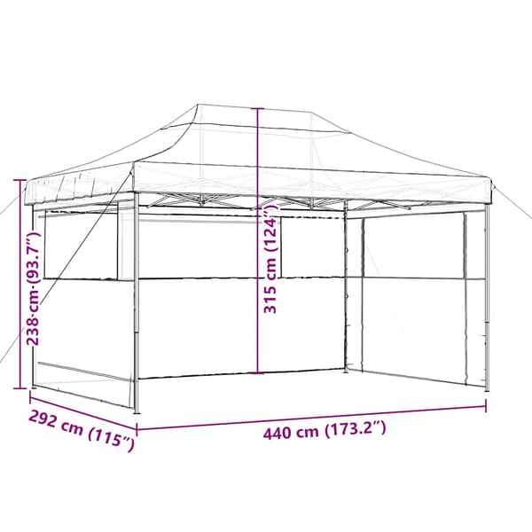 vidaXL 3-vægs pop-up festtelt sort