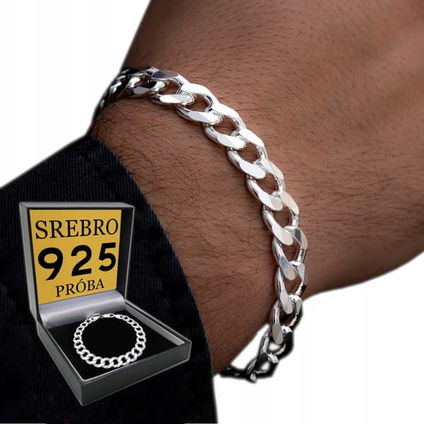 Herrarmband i 925 silver, 8 mm/24 cm