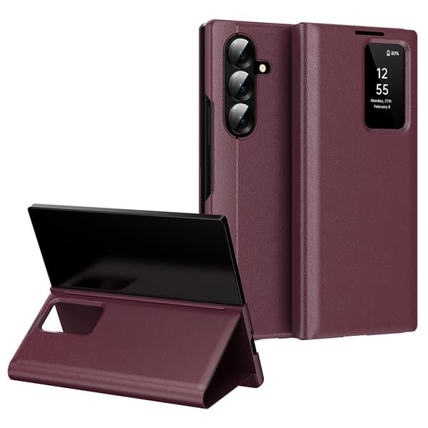 Samsung Galaxy Z Fold7 Smart View Plånboksfodral, Vinröd