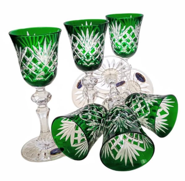 Smaragdkrystal likørglas 60ml Ananas 6 stk.