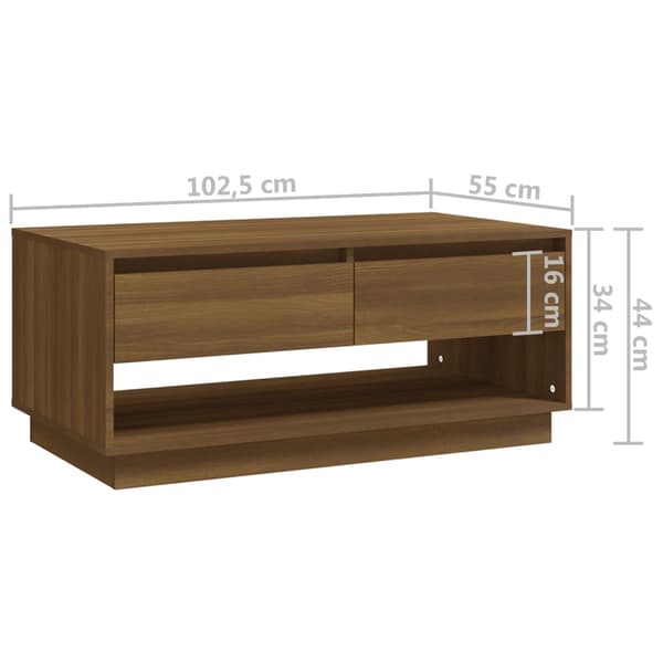 vidaXL sofabord brunt egetræ 102,5x55x44 cm