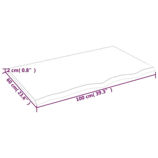 vidaXL bordplade 100x60x2 cm ubehandlet egetræ