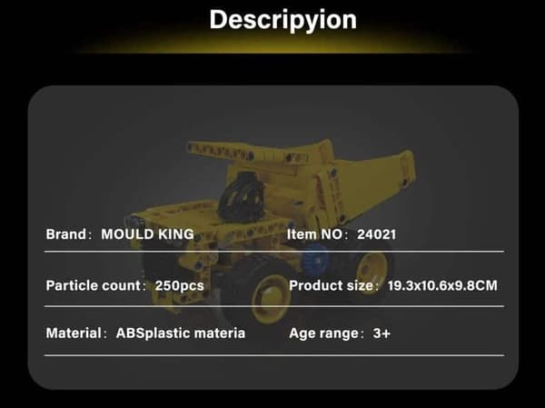 Tipper - Mould King 250-delte Technic-klodser