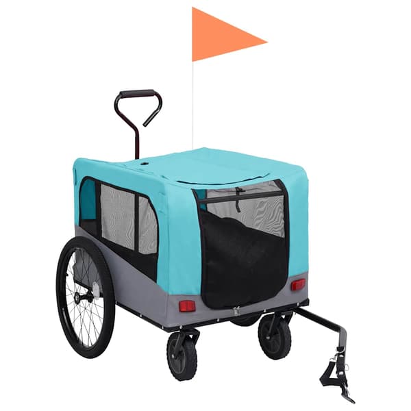 vidaXL 2-i-1 cykeltrailer til kæledyr og jogging, blå og grå