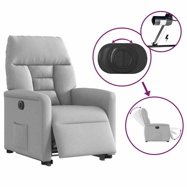 vidaXL Elektrisk lyftande massagefåtölj, vilstol, grå