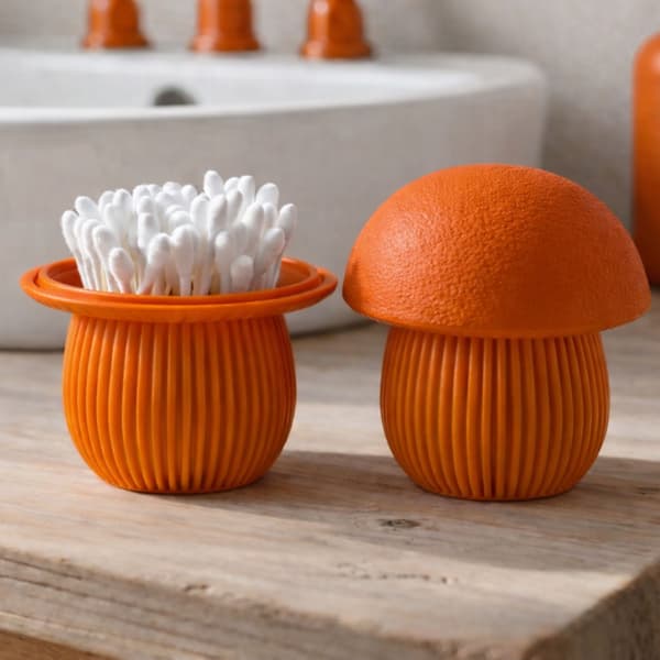 Orange svamp badrumsbehållare, bomullspinnar organizer