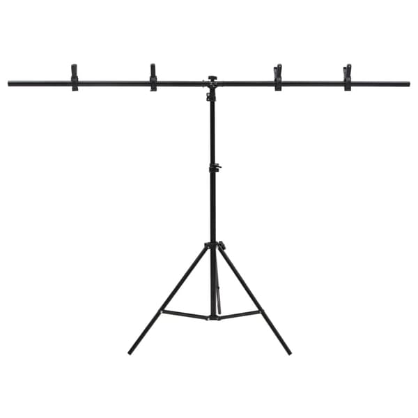vidaXL T-formet baggrundsstativ sort 151x60x(70-200) cm