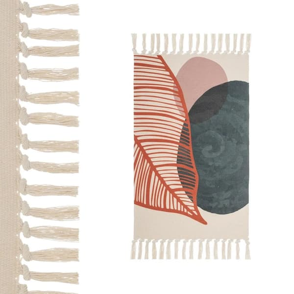 Scandi Leaves -matto hapsuilla 50x80 cm