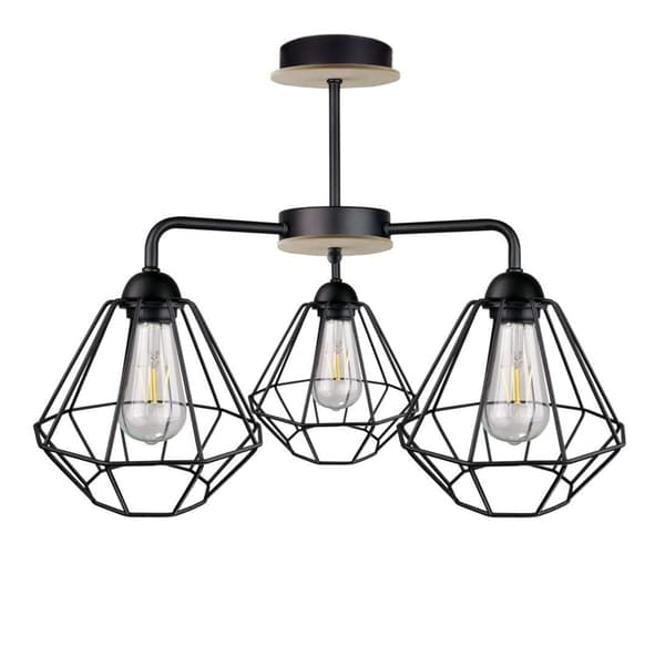 Loftlampe 3xE27 FOSKAL SORT TRÆ