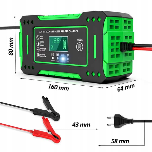 AUTOMATISK BATTERIOPLADER MED 12V BATTERIREPARATORFUNKTION