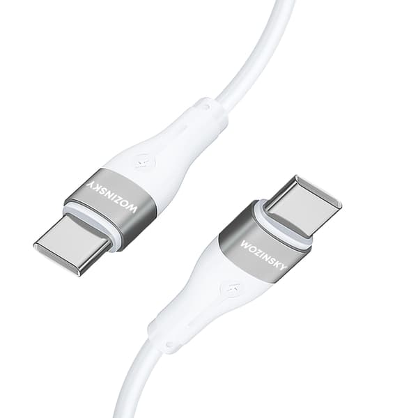 Holdbart fleksibelt kabel USB-C - USB-C PD 65W 2m hvid