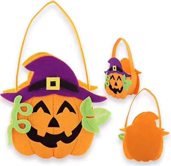 Halloweenpumpaformade godispåsar 2 st