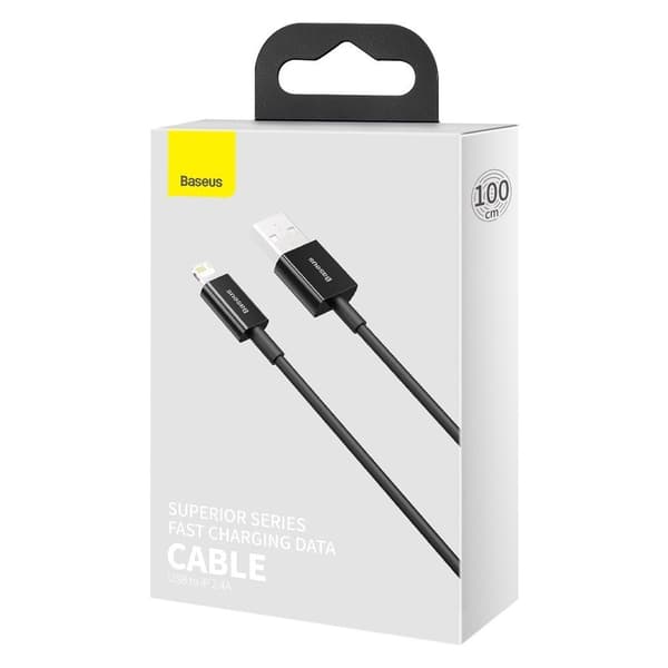 Superior-kaapeli iPhonelle USB - Lightning 2.4A 1m musta