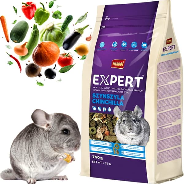 Foder til chinchillaer, grøntsager og frugter, vitaminer Vitapol Expert 750g